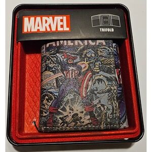Marvel Captain America Comic Trifold‎ Wallet in Collectible Tin New